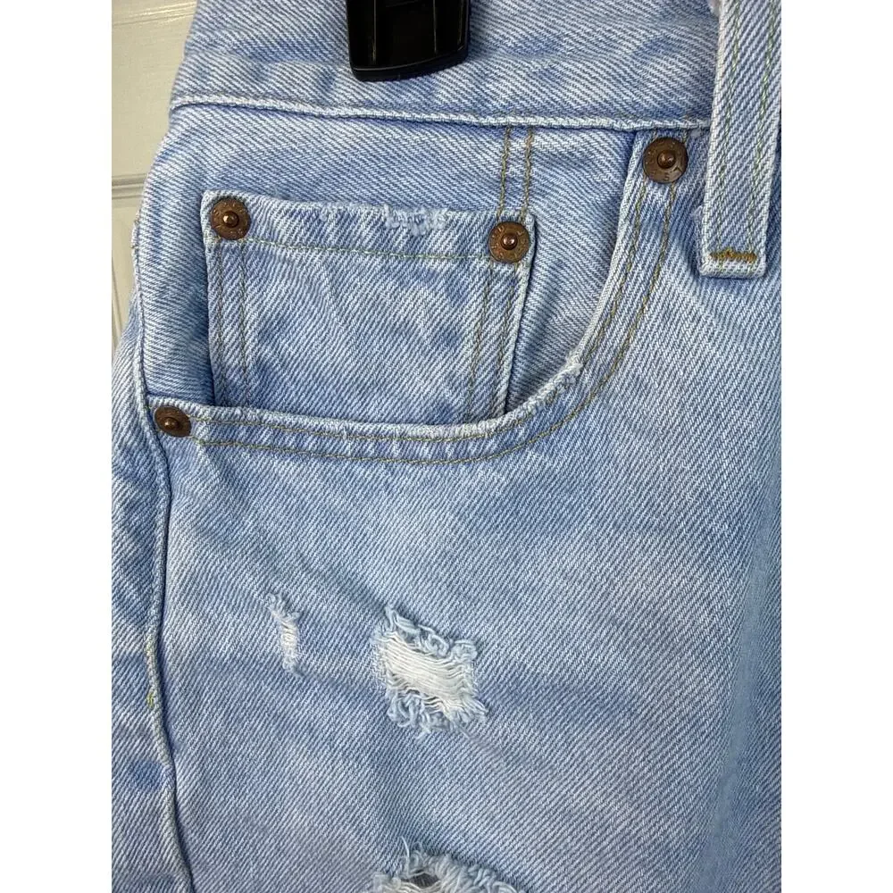Levi's 501 Light Wash Cutoff Denim Shorts Jorts W28 Distressed Frayed Hem EUC